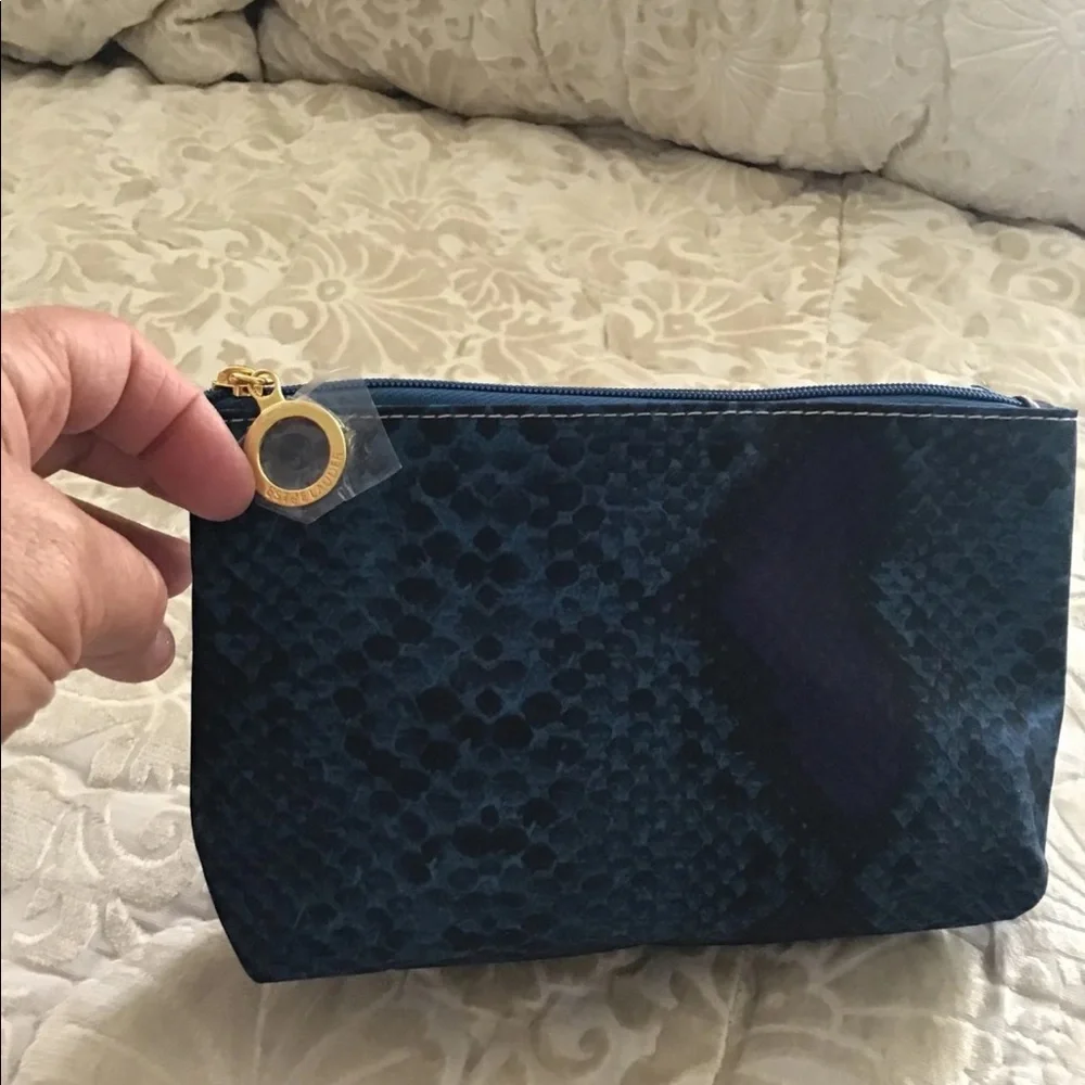 Estée Lauder makeup bag snake pattern blue NEW great grab bag gift NEW